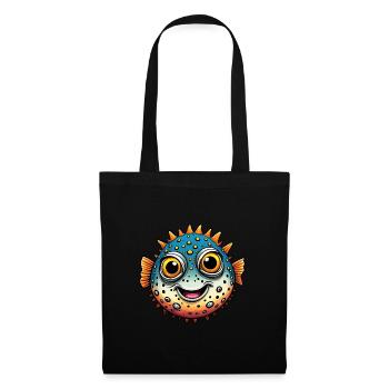 Drôle de poisson-globe rieur - Sac en tissu - noir - Devant