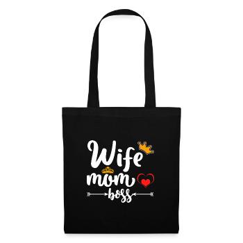 Wife Mom Boss Wife's Mother's Wife Wife Saying - Tote Bag - black - Front