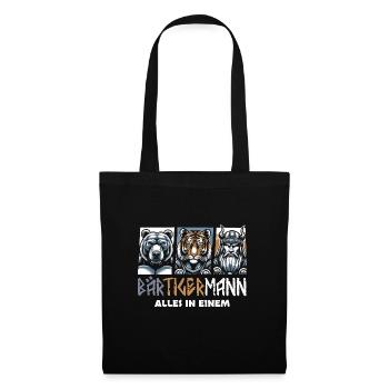 Bärtigermann Bär Tiger Mann Geschenk Bart - Stoffbeutel - Schwarz - Vorne