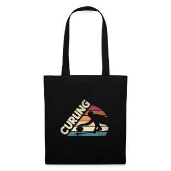 Curlign Sport Curler Curling Player Silhouette - Stoffbeutel - Schwarz - Vorne