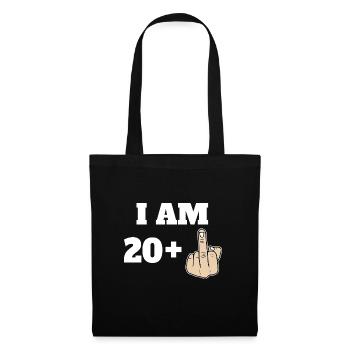 I Am 20 + 1 Sarcastic Funny 21st Birthday Turning - Stoffbeutel - Schwarz - Vorne