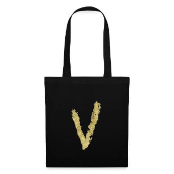 Buchstabe V Geschenk Name 2 - Stoffbeutel - Schwarz - Vorne