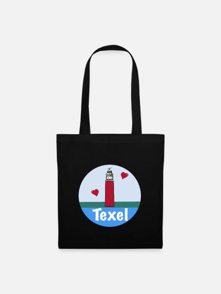 Leuchtturm Eierland Texel Liebe - Stoffbeutel - Schwarz