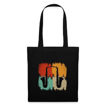 Saxophone rétro - Sac en tissu - noir - Devant