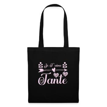 Je t'aime tante, Cadeau tante, cadeau tata. - Sac en tissu - noir - Devant