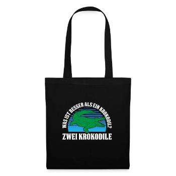 Was ist besser als ein Krokodil? Zwei Krokodile - Stoffbeutel - Schwarz - Vorne