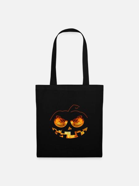 Brennender Kürbis | Halloween, lustige Bilder - Stoffbeutel - Schwarz