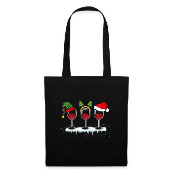 Weinglas Weihnachten - Stoffbeutel - Schwarz - Vorne