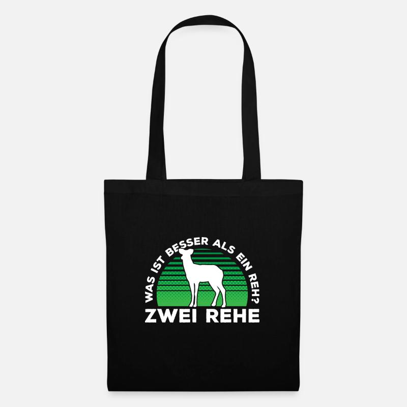 Was ist besser als ein Reh? Zwei Rehe - Stoffbeutel - Schwarz