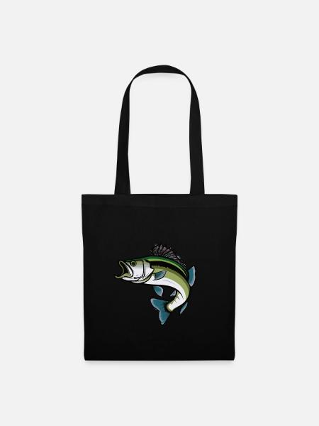 Springender Bass Fisch - Stoffbeutel - Schwarz