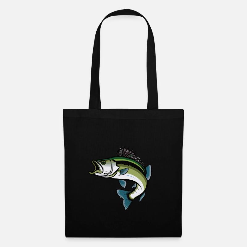 Springender Bass Fisch - Stoffbeutel - Schwarz