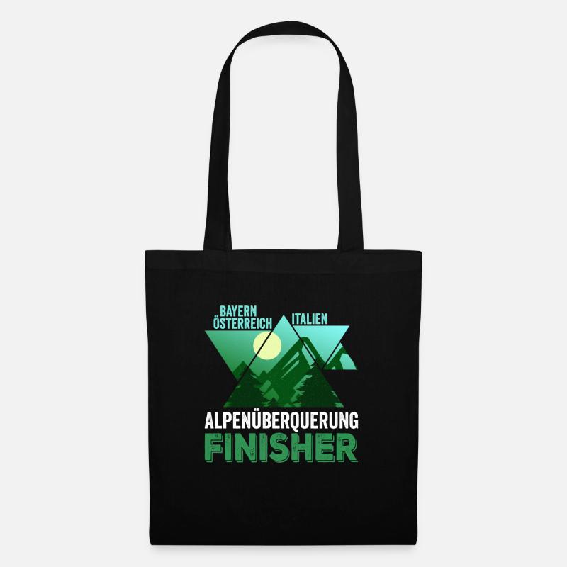 Alpenüberquerung Tshirt Finisher I Alpenbezwinger - Stoffbeutel - Schwarz