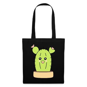 Cactus, cactus, plantes succulentes, plante mignonne - Sac en tissu - noir - Devant