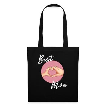 Best Mom - Herzhand Mutter Muttertag - Stoffbeutel - Schwarz - Vorne