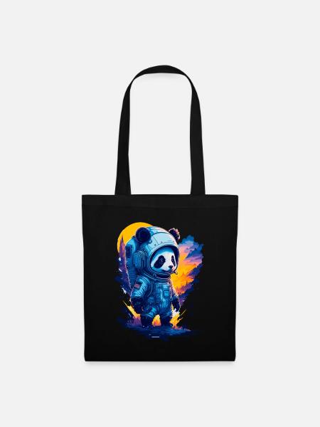 Niedlicher Panda-Astronaut - Stoffbeutel - Schwarz