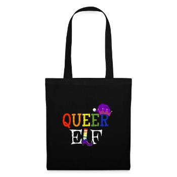Queer Elf - Schwuler Weihnachts-Elf Gay Pride - Stoffbeutel - Schwarz - Vorne