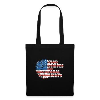 Rayures étoilées et égalité - Sac en tissu - noir - Devant