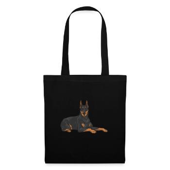 Dobermann Pinscher Hund Dobie - Stoffbeutel - Schwarz - Vorne