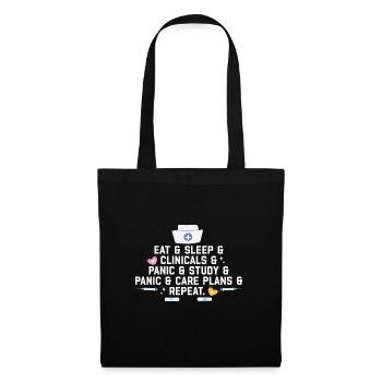 Eat Sleep Clinicals Panic Funny Nurse Medical - Tote Bag - black - Front