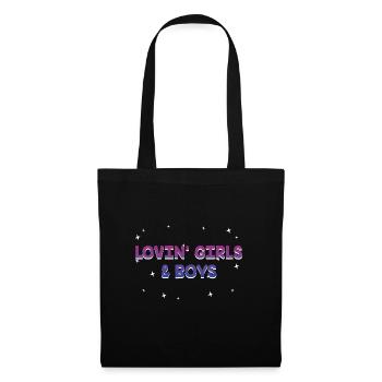 Lovin' Girls and Boys Bisexual LGBTQ Bi Pride - Stoffbeutel - Schwarz - Vorne