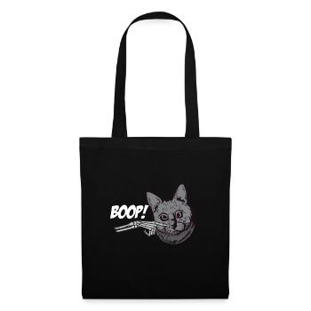 Skeleton Hand Black Cat Spooky Halloween Grunge - Stoffbeutel - Schwarz - Vorne