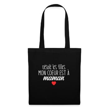 Mon Cœur Appartient à Maman Humour Tendre & Assumé - Sac en tissu - noir - Devant