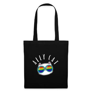 Ally Cat - LGBTIQ Queer Gay Pride CSD Cartoon - Stoffbeutel - Schwarz - Vorne
