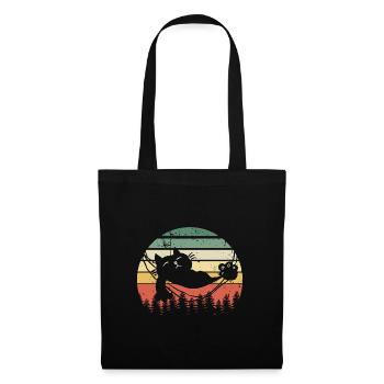 Coucher de soleil de chat - Sac en tissu - noir - Devant
