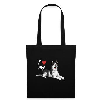 Alaskan Malamute Hund - Stoffbeutel - Schwarz - Vorne