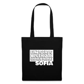 Sofia als Vorname - Stoffbeutel - Schwarz - Vorne