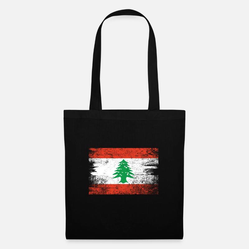 Libanon Flagge Grunge - Stoffbeutel - Schwarz
