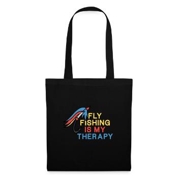 La pêche comme thérapie Angler Trout Ironic Quote - Sac en tissu - noir - Devant