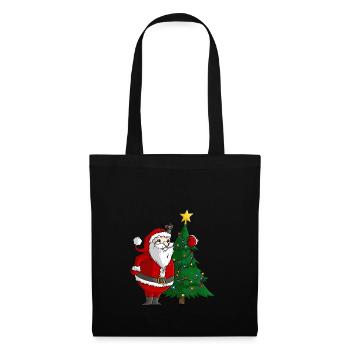 bande dessinée mignonne Père Noël - Sac en tissu - noir - Devant