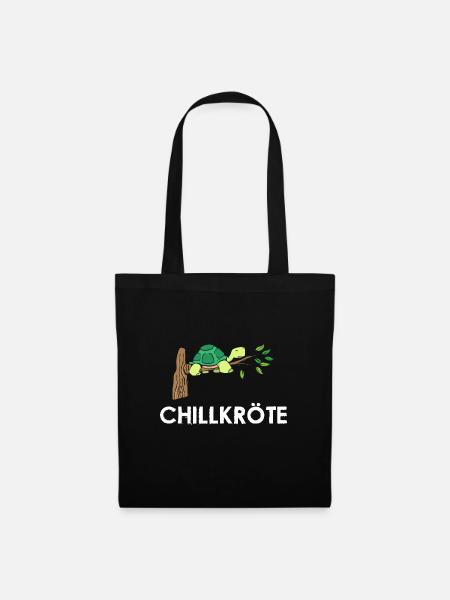 Chillkröte Schlafshirt Nachthemd Schildkröte - Stoffbeutel - Schwarz