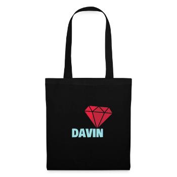 Geschenk für Davin - Stoffbeutel - Schwarz - Vorne