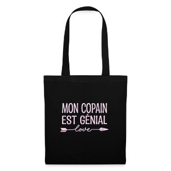Mon Copain est génial, cadeau copain.cadeau copine - Sac en tissu - noir - Devant