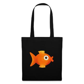 angeln, Angler, Fisch - Stoffbeutel - Schwarz - Vorne
