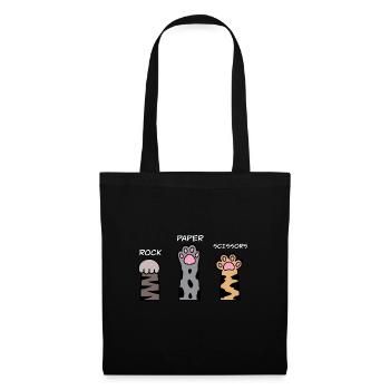 Cute Kawaii Cat Paw Rock Paper Scissor Kitty Cat - Stoffbeutel - Schwarz - Vorne