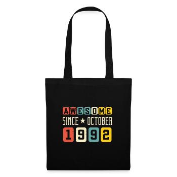 Oktober 1992 - 30. Geburtstag Geschenk. Legende. - Stoffbeutel - Schwarz - Vorne