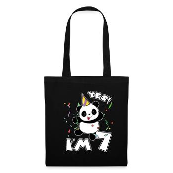 7th Birthday Panda Party Yes I'm 7 Years Old Gift - Tote Bag - black - Front