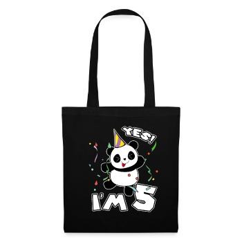 5. Fête d’anniversaire Panda Je suis 5 ans cadeau - Sac en tissu - noir - Devant