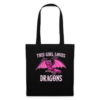 This Girl Loves Dragons, Girl Dragon Gift - Tote Bag - black - Front