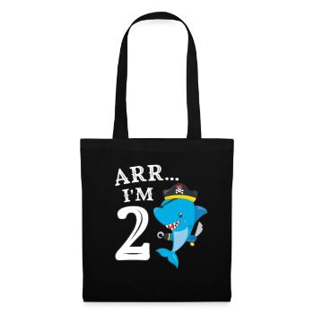 Pirates 2ème anniversaire fête cadeau idée cadeau - Sac en tissu - noir - Devant