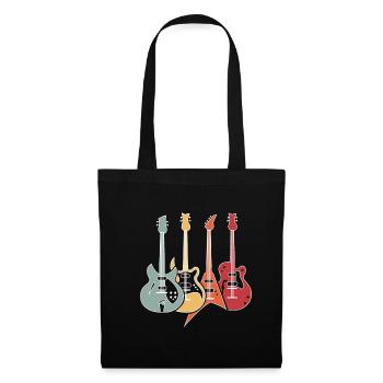 Guitares rétro Basse Drôle Guitariste Cadeau - Sac en tissu - noir - Devant