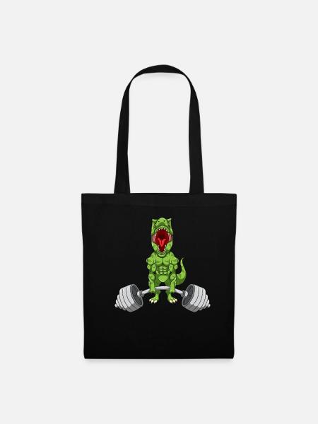 Fitness Bodybuilder Sport Dino T-Rex Geschenk - Stoffbeutel - Schwarz