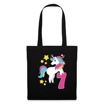 7 anniversaire Licorne Je suis Déjà 7 Cadeau - Sac en tissu - noir - Devant