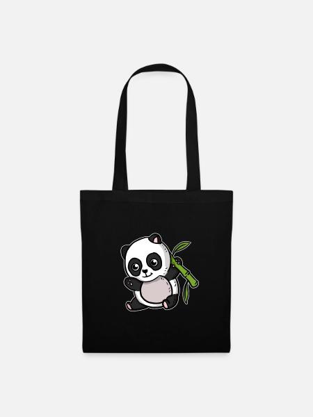 Süßer Kawaii Panda Bär - Stoffbeutel - Schwarz