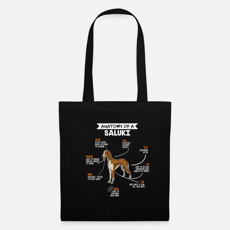 Saluki Anatomie Hunde Geschenk - Stoffbeutel - Schwarz