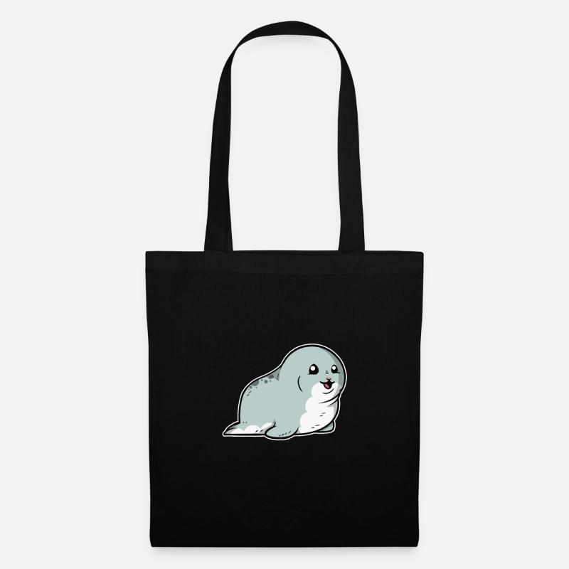 Phoque doux phoque cadeau phoque phoque - Sac en tissu - noir