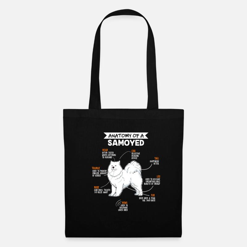 Samojede Anatomie Hunde Geschenk - Stoffbeutel - Schwarz